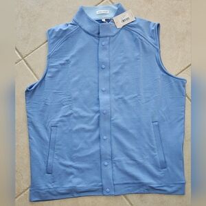 PETER MILLAR Beaumont Men's Blue Zipper Snap Button Vest Crown Sport NWT L